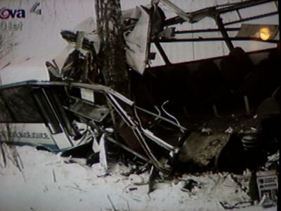 Autobusová nehoda 7.1. na Budějovicku - štěstí v neštěstí