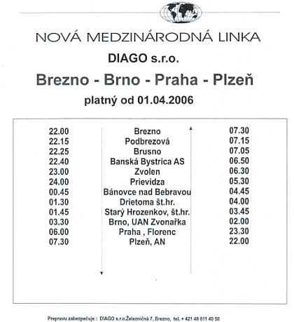 Nové česko-slovenské linky: Brno - Humenné od 9.4. a Brezno - Plzeň od 10.4.