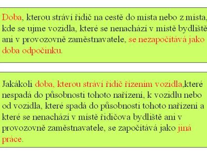 Srovnání současných podmínek pro řidiče s připravovanými v rámci EU.