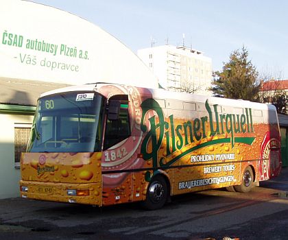 'PilsnerUrquellbus' pro turisty v plzeňském pivovaře.