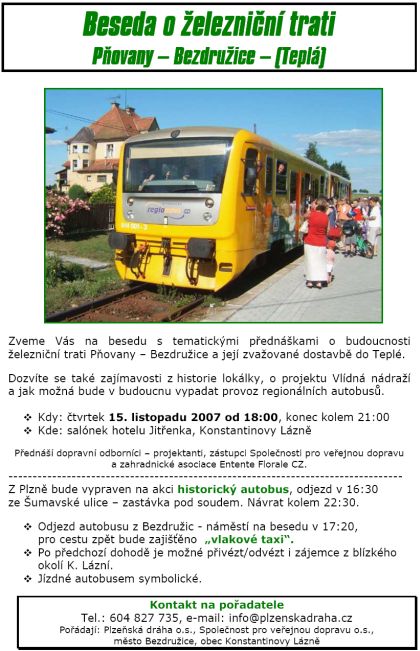 Historickým autobusem na besedu o prodloužení trati a regionální dopravě.