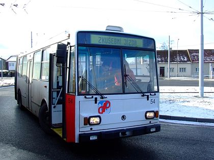 Fotoreportáž ze zkušební jízdy 1.12.2007 trolejbusu  v Českých Budějovicích