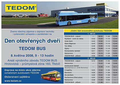 Den otevřených dveří TEDOM 8. května 2008 od 9 do 13 hodin