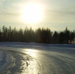 Český autobus za polárním kruhem.