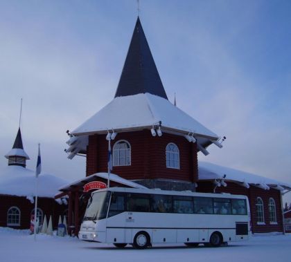 Zimní testování systémů EBS a ESC autobusu SOR  C 9,5 nedaleko polárního kruhu.