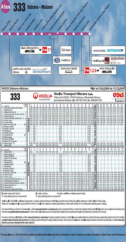 Od 14. června 2009 z Ostravy na letiště novou linkou č. 333