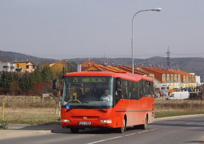 Červený SOR BN 12 na testování   u ČSAD Tišnov