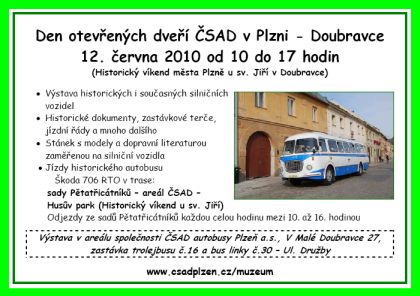 První Den otevřených dveří pořádá společnost ČSAD autobusy Plzeň 12.6.2010