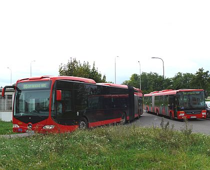 Pohlednice z Bratislavy - kloubové autobusy z Mannheimu i Libchav