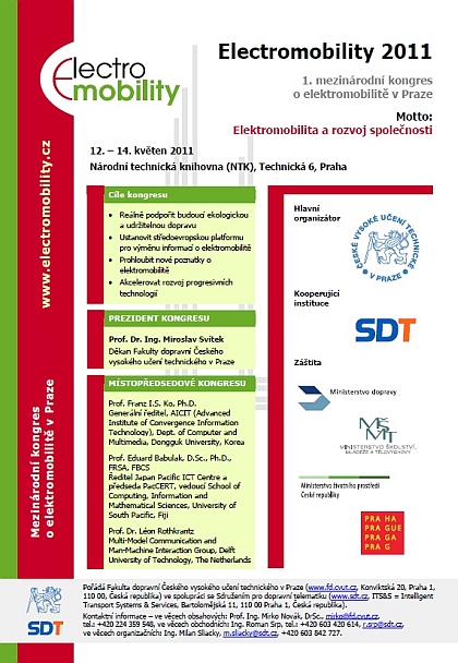 1. mezinárodní kongres Electromobility 2011 se uskuteční v Praze 