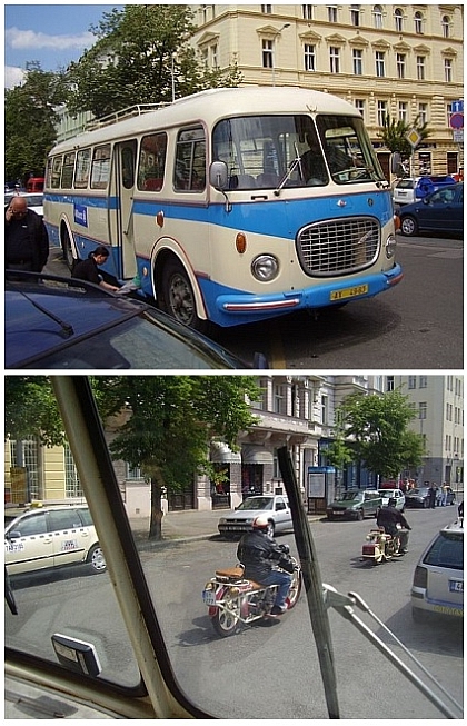 Autobus Škoda 706 RTO doprovodil motocykly Böhmerland 