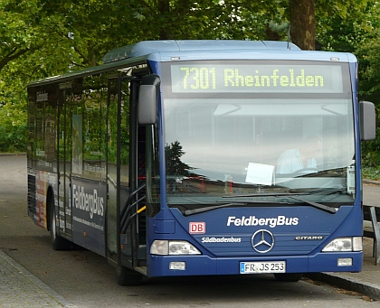 Autobusová pohlednice (pan) z německo - švýcarské hranice: Malokapacitní CNG bus