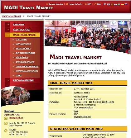 Veletrh MADI Travel Market se uskuteční tradičně na podzim v Praze 