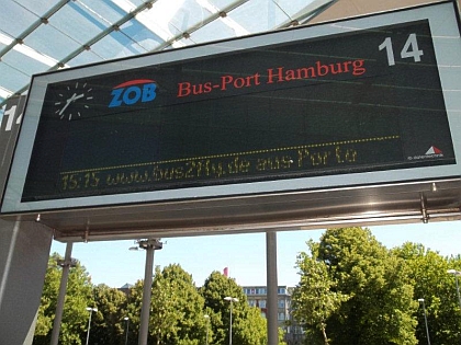 Pohlednice z autobusového nádraží v Hamburgu