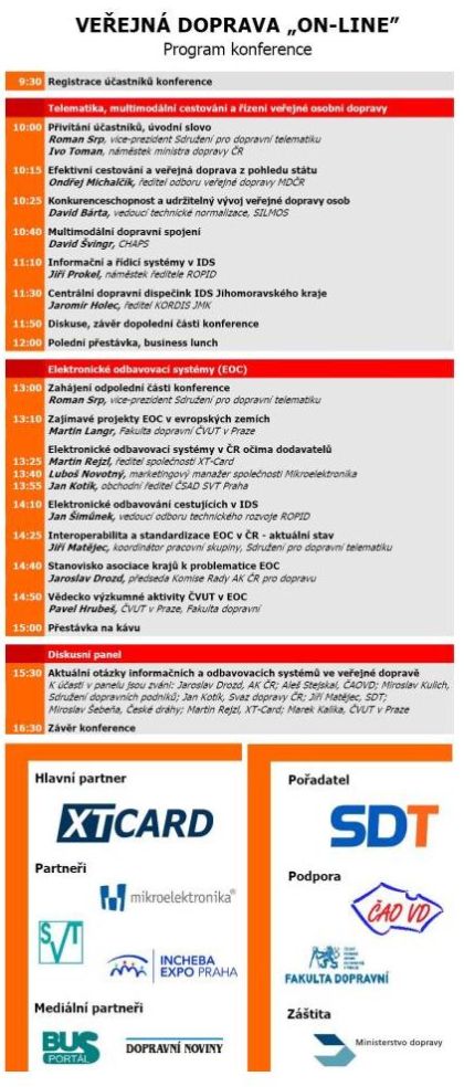 Program odborné konference 'Veřejná doprava on-line' 3.11.2011