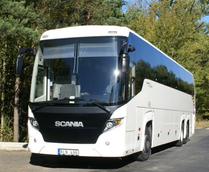 Scania Touring HD se  na testovacím evropském turné při zastávce v Praze