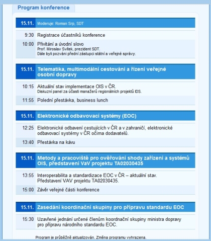 VEŘEJNÁ DOPRAVA ON-LINE: 15. 11. 2012 v rámci veletrhu CZECHBUS v Praze