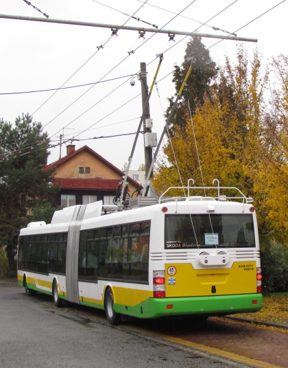 Kloubový trolejbus Škoda 31 Tr SOR pro Žilinu  při testovací jízdě v Plzni 