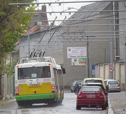 Kloubový trolejbus Škoda 31 Tr SOR pro Žilinu  při testovací jízdě v Plzni 