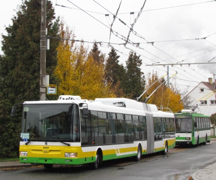 Kloubový trolejbus Škoda 31 Tr SOR pro Žilinu  při testovací jízdě v Plzni 