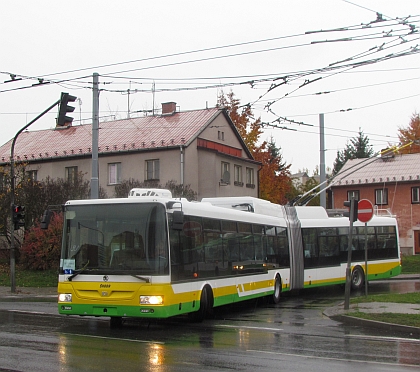 Kloubový trolejbus Škoda 31 Tr SOR pro Žilinu  při testovací jízdě v Plzni 