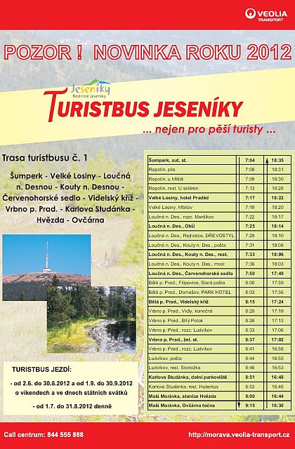 Turistické autobusy Jeseníky: VTM nabízí turistům rychlejší dopravu do hor