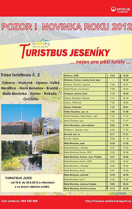 Turistické autobusy Jeseníky: VTM nabízí turistům rychlejší dopravu do hor