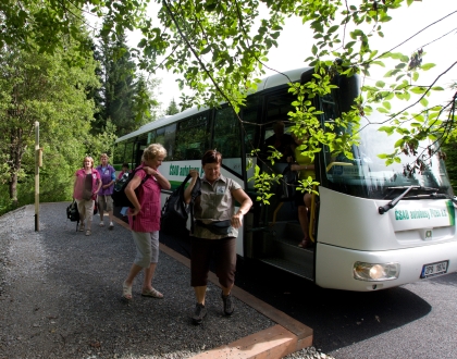 Z prvního příjezdu autobusu na novou zastávku Bučina  30.6. v 8:45