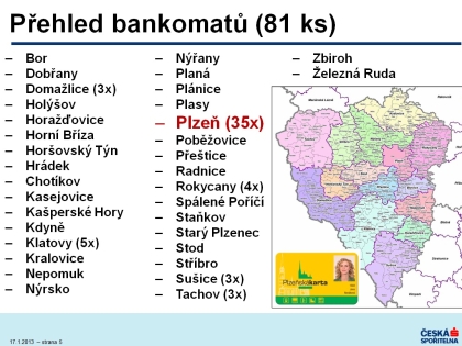 Plzeňskou kartu lze nově dobíjet na sedmi bankomatech České spořitelny