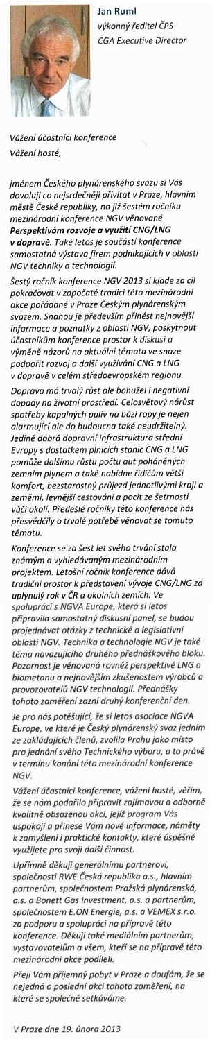 Proběhla 6. Mezinárodní konference  PERSPEKTIVY ROZVOJE A VYUŽITÍ CNG V DOPRAVĚ