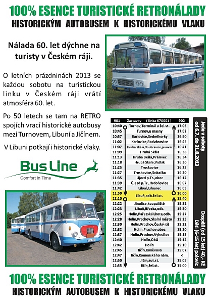 BusLine vypraví autobusy v retro stylu každou prázdninovou sobotu  od 6. 7.