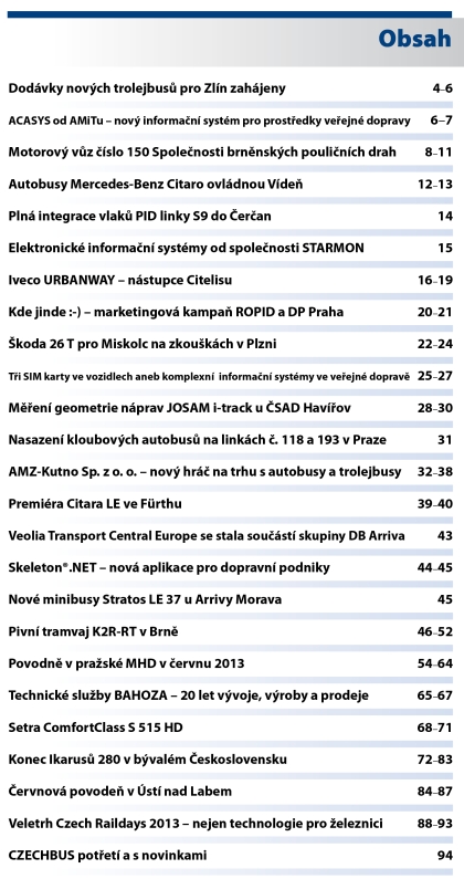 Vyšlo 3.  číslo časopisu ČESKOSLOVENSKÝ DOPRAVÁK 2013