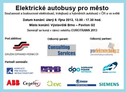 Seminář &quot;Elektrické autobusy pro město&quot; proběhne 8. října 2013