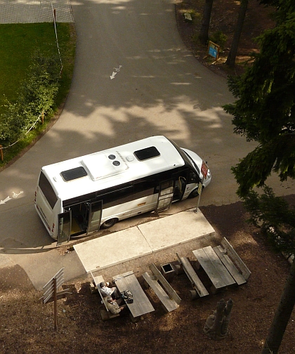 Zajímavý pohled na malokapacitní autobus ČSAD autobusy České Budějovice 