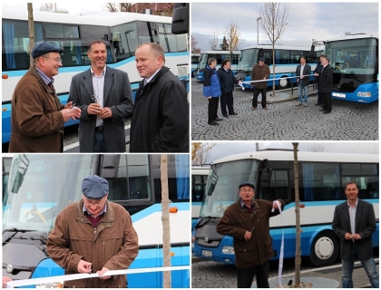 Z předání čtyř nových autobusů  SOR pro dobrovolný svazek obcí Hořovicka