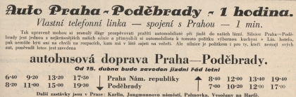 15.1.1929 - před 85 lety byl zahájen provoz na autobusové lince Praha-Poděbrady