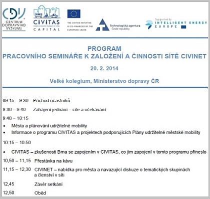 CIVINET - síť k udržitelné mobilitě ve městech: Workshop k založení a činnosti