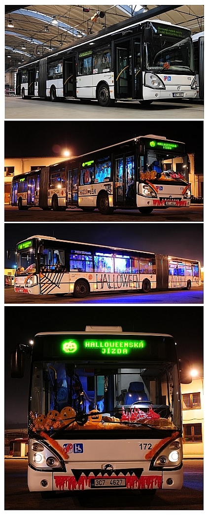 Speciální Hallloweenský autobus projížděl Českými Budějovicemi.