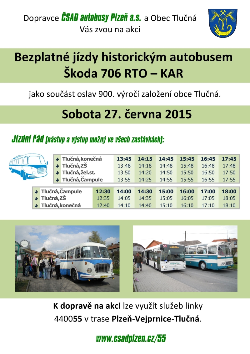 Historickým autobusem Škoda 706 RTO KAR se můžete svézt 27.6.2015