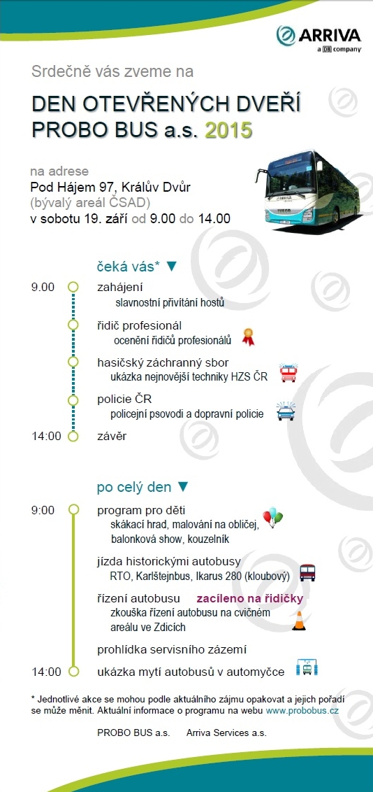 Den otevřených dveří dopravní společnosti PROBO BUS skupiny Arriva