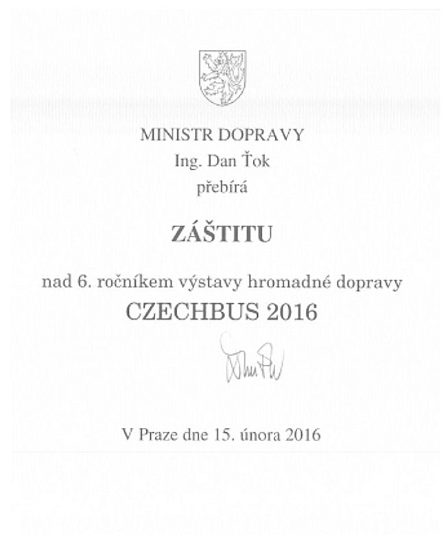 CZECHBUS 2016: Záštitu veľtrhu poskytol Minister dopravy