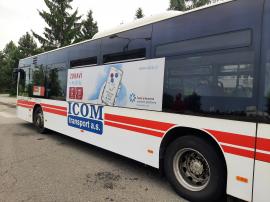 Reklama od MOBILBOARD na autobusech ICOM  