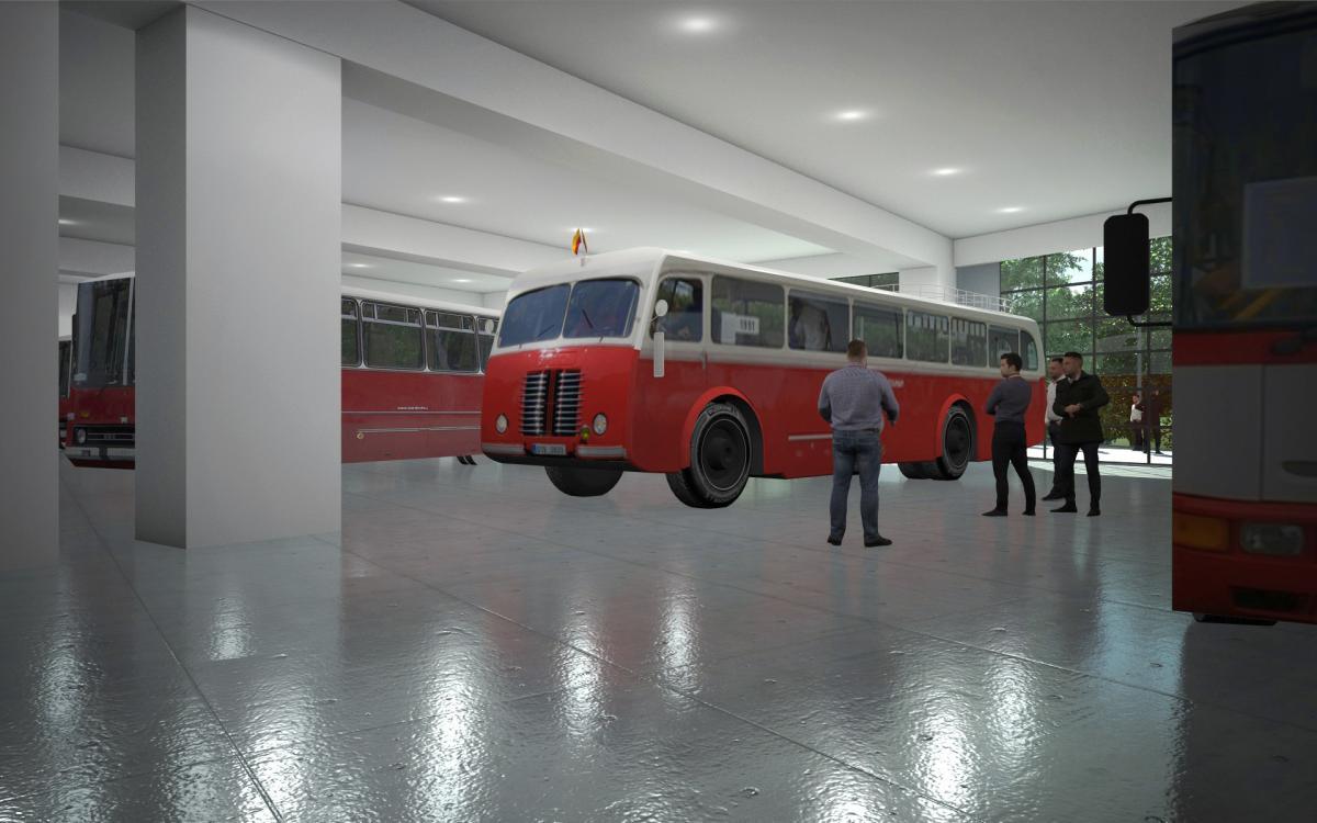 Výstavní hala pro autobusy Muzea MHD ve Střešovicích by měla stát v roce 2025